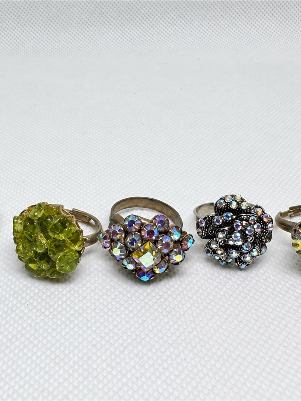 Vintage 1950s 60s Rhinestone Cocktail Ring Lot E PAT PEND